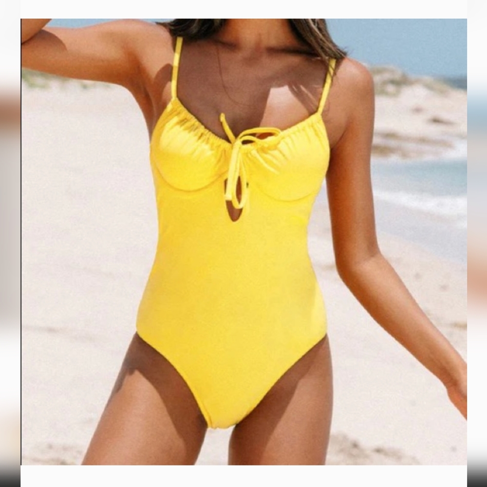 Yellow one piece swimsuit